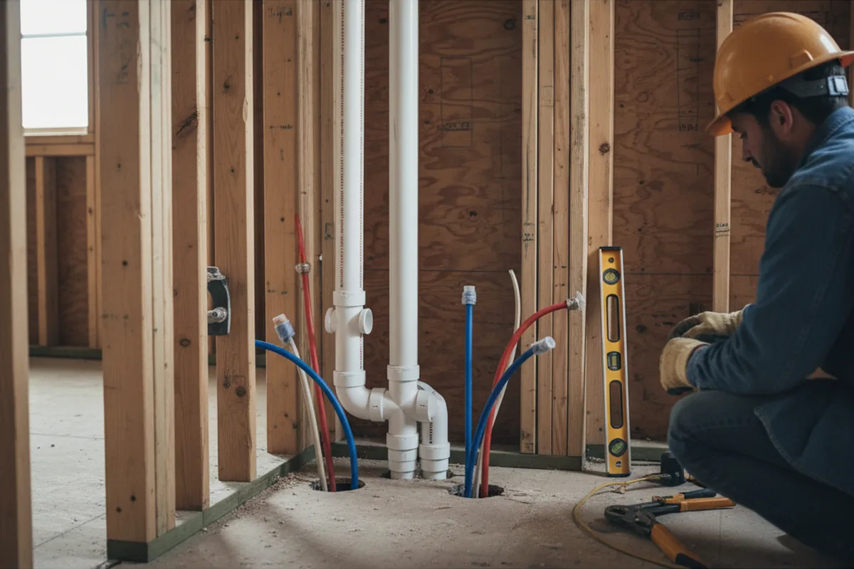 Drain and supply rough-in during Garbage Disposal Repair in Aragon